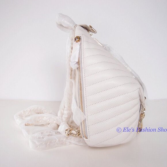 NWT Rebecca Minkoff Julian Mini Quilted Leather Backpack Pearl Off White AUTHNTC main image 11